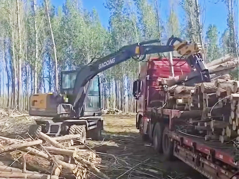 宝鼎BD80X轮式抓木机征战西藏那曲高原