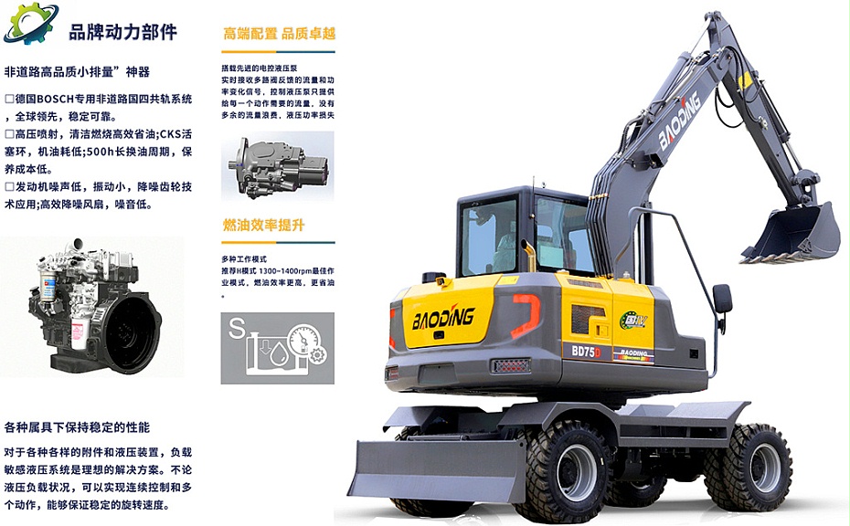 宝鼎BD75小型轮式挖掘机