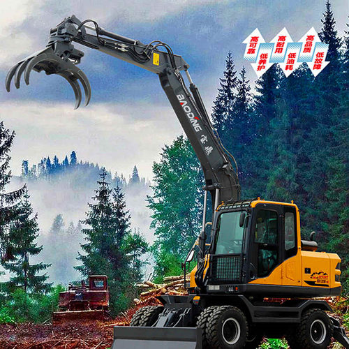 宝鼎120轮式抓木机实车图片